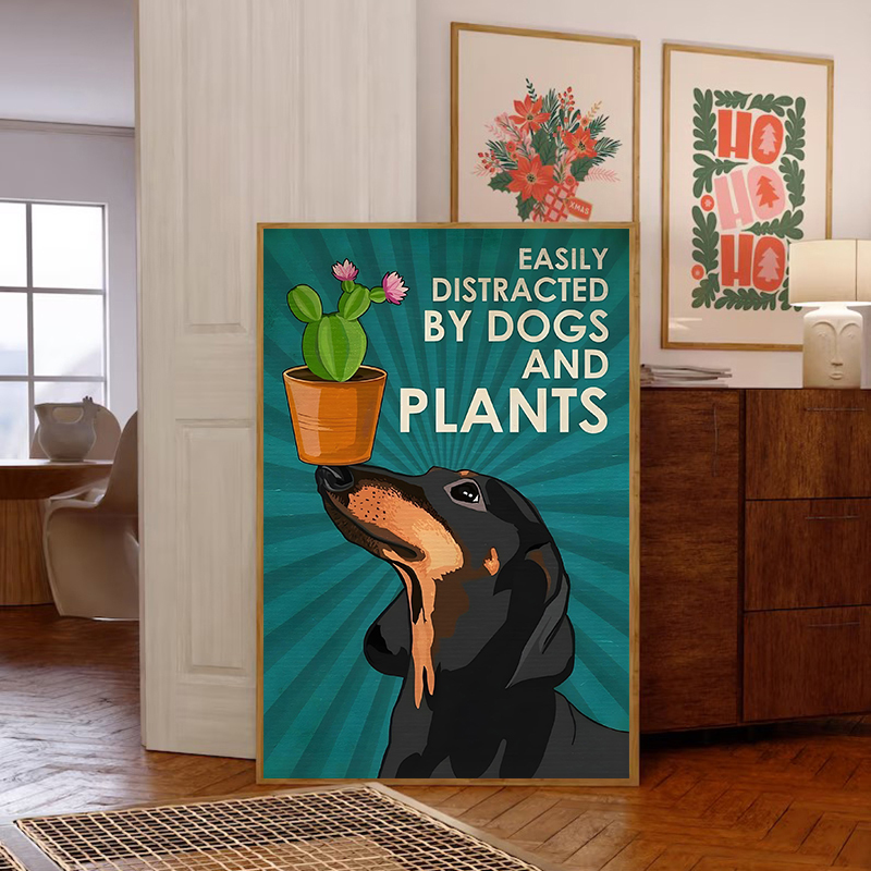 Home Office Quotes - Easily Distracted By Dogs and Plants