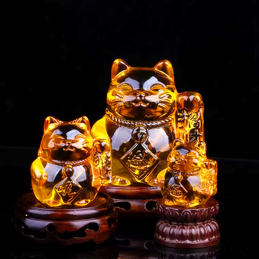 Home Office Feng Shui - Lucky Cat Desk Ornament,Money Cat Crystal