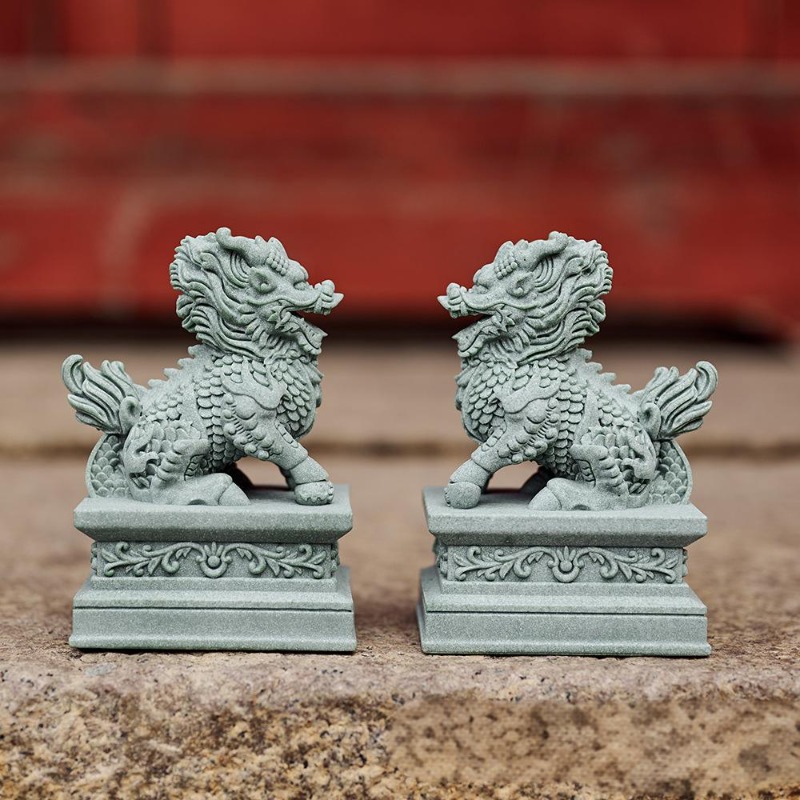 Home Office Feng Shui - 1 Pairs Guardian Kylin Statues Chinese