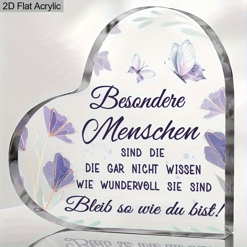 Home Office Quotes - German Quote Acrylic Sign, Inspirational Heart