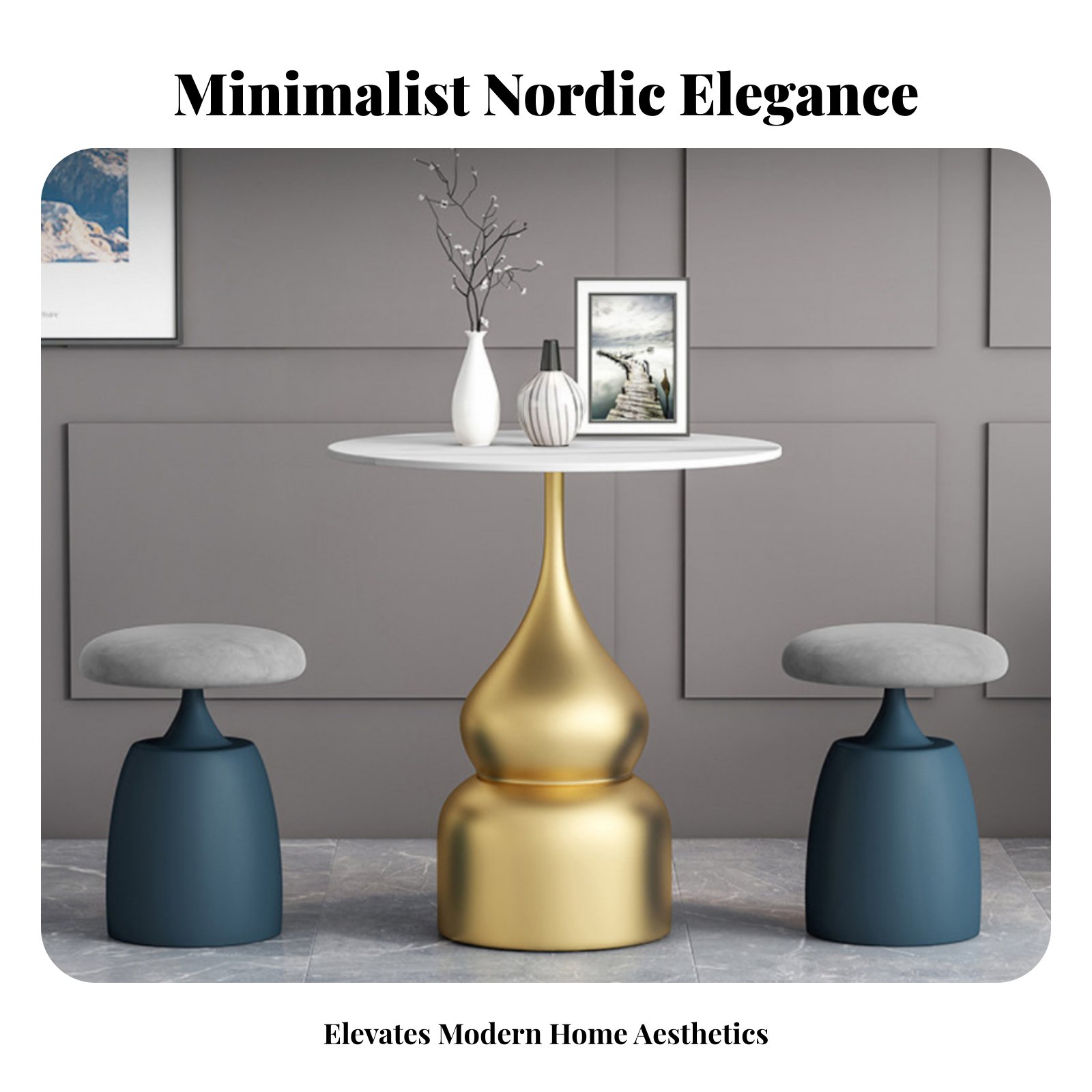Home Office Design - Round Upholstered Pouf Light Luxury Vanity