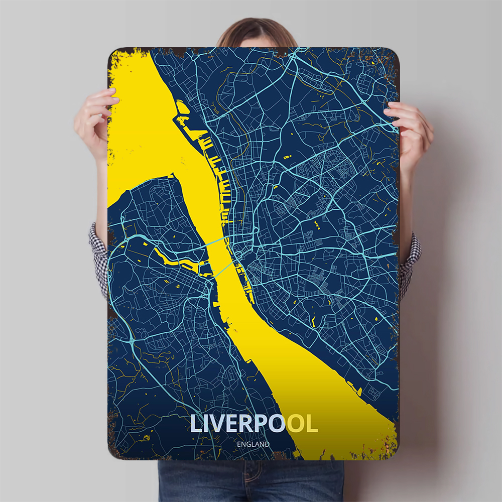 Home Office England - Liverpool England City Map Metal Wall