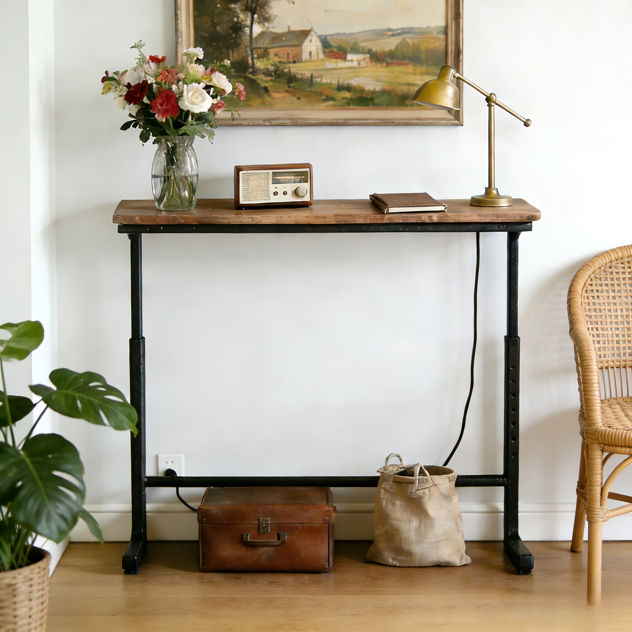 Home Office With Sofa - Adjustable Sofa Side Table for Entryway,