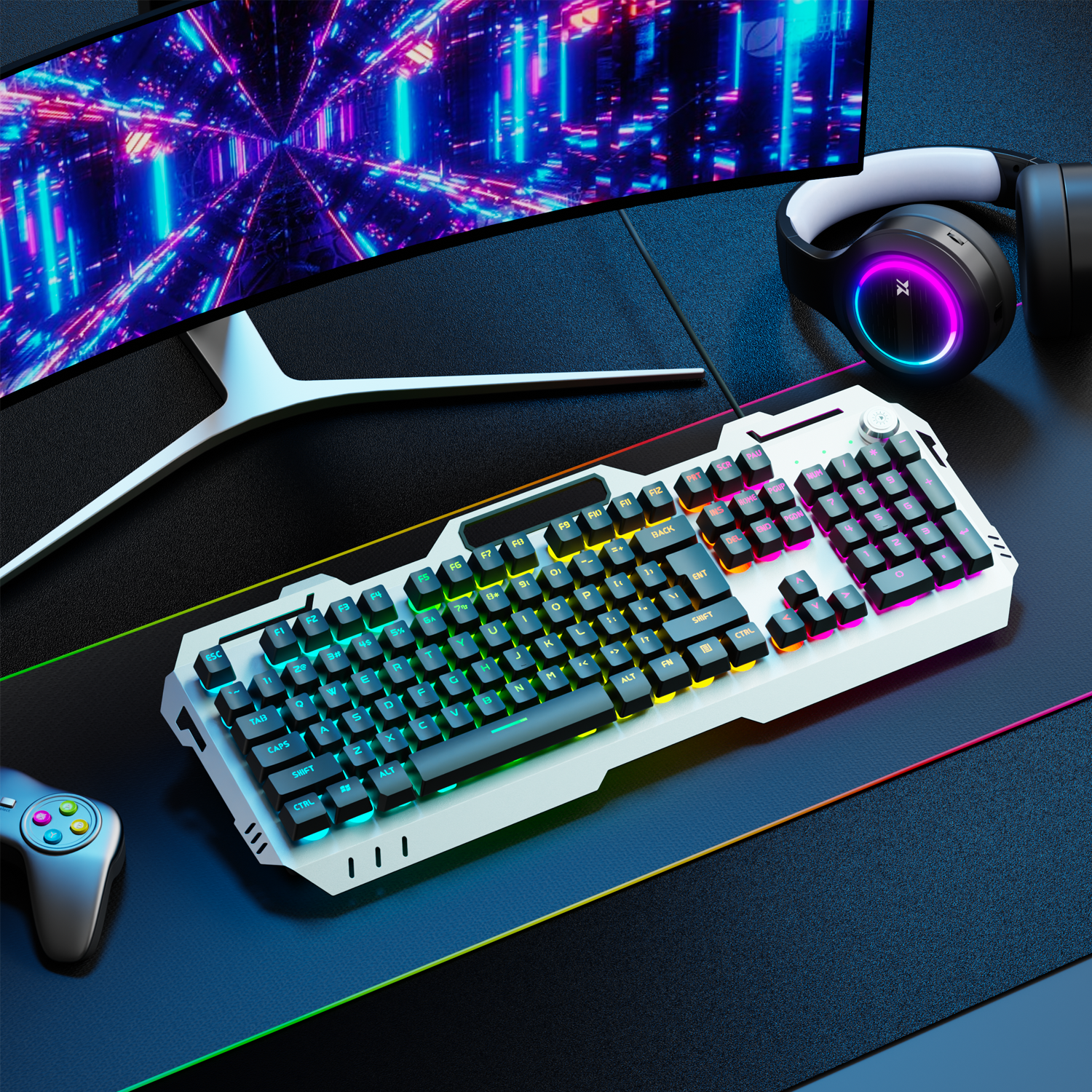 Home Office Keyboard - EWEADN Silent Gaming Keyboard, 104 Keys
