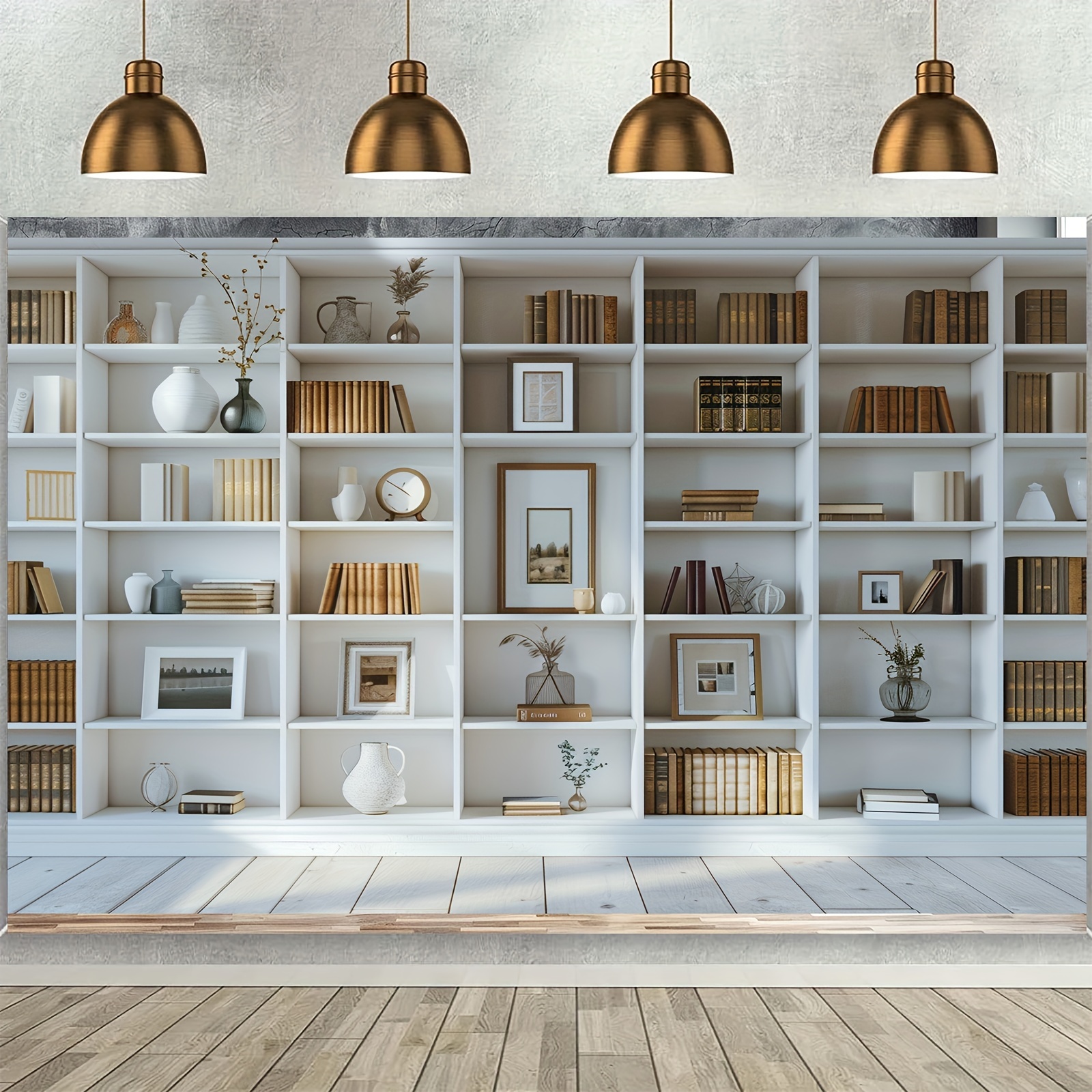 1pc White Bookshelf background - Home Office Zoom Background incelemesi ve fiyatı