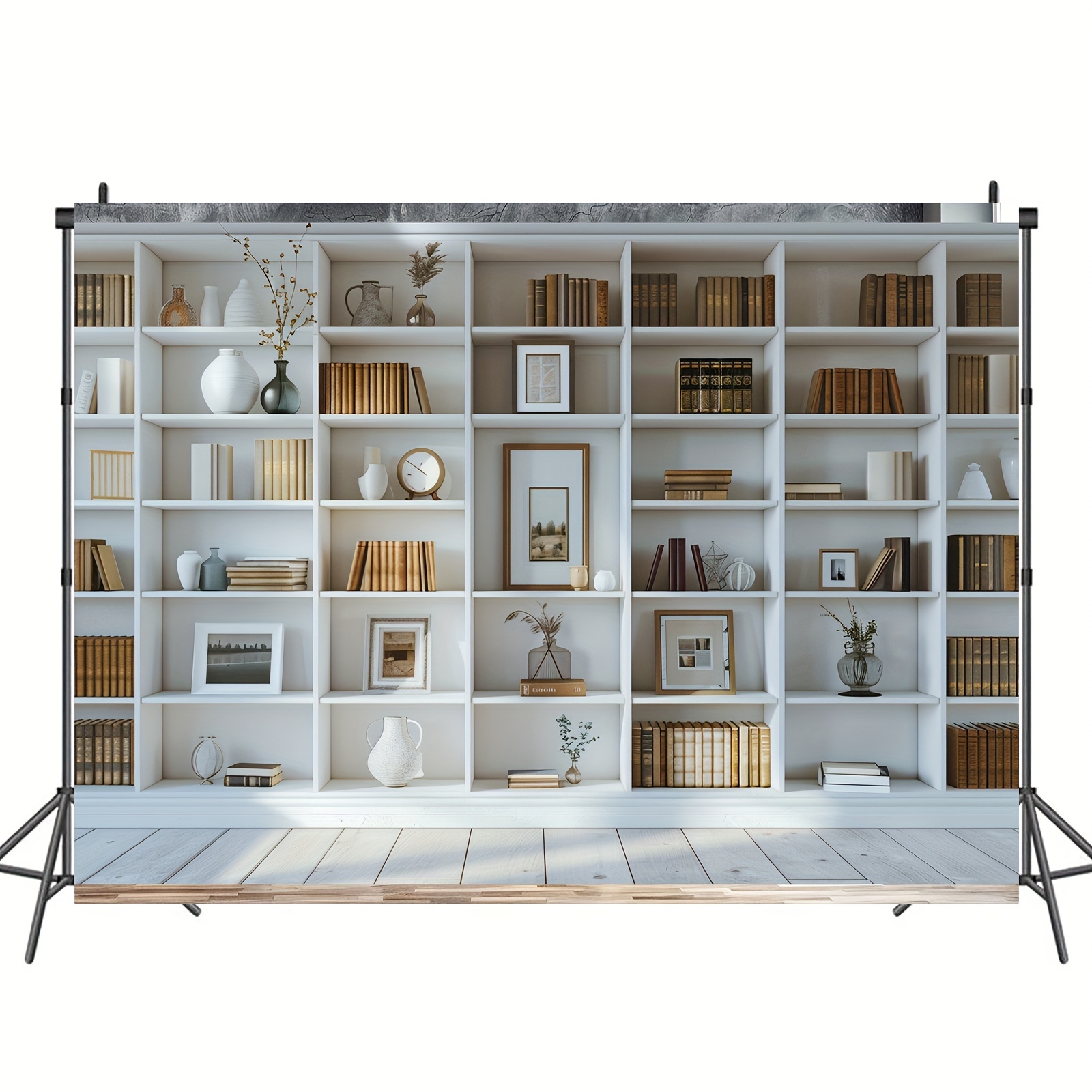 1pc White Bookshelf background - Home Office Zoom Background incelemesi ve fiyatı
