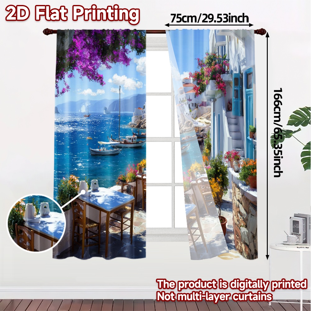 2pcs, 2D FLAT PRINTING Curtain - Home Office Youtube incelemesi ve fiyatı