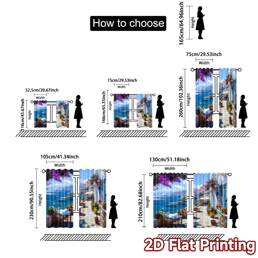 2pcs, 2D FLAT PRINTING Curtain - Home Office Youtube incelemesi ve fiyatı