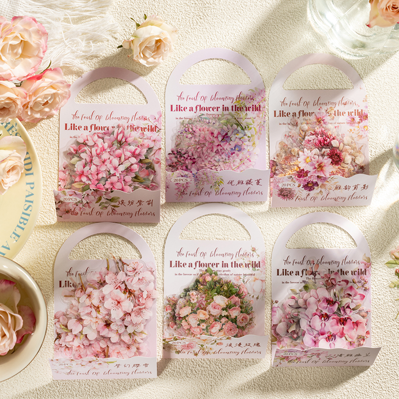 20 Pcs PET Pink flowers Sticke - Home Office Quotes incelemesi ve fiyatı