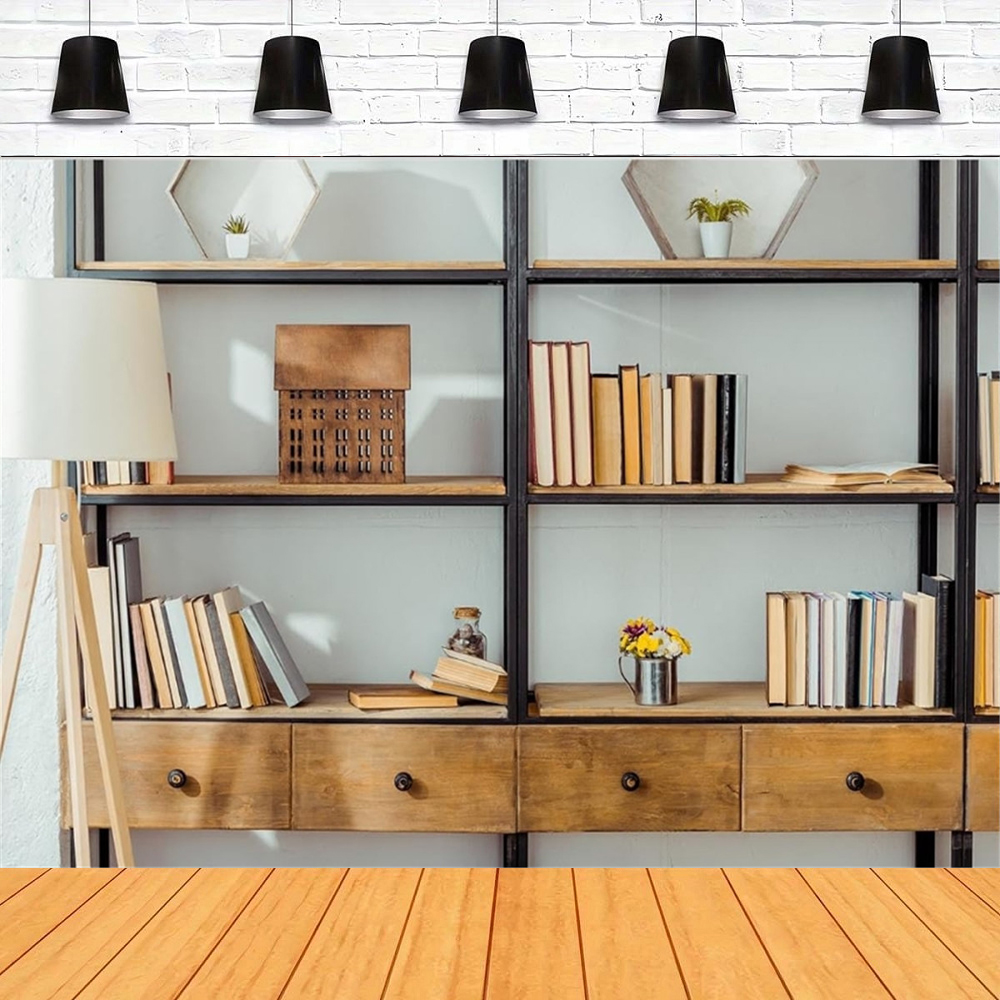 Living Room Bookshelf Backdrop - Home Office Zoom Background incelemesi ve fiyatı