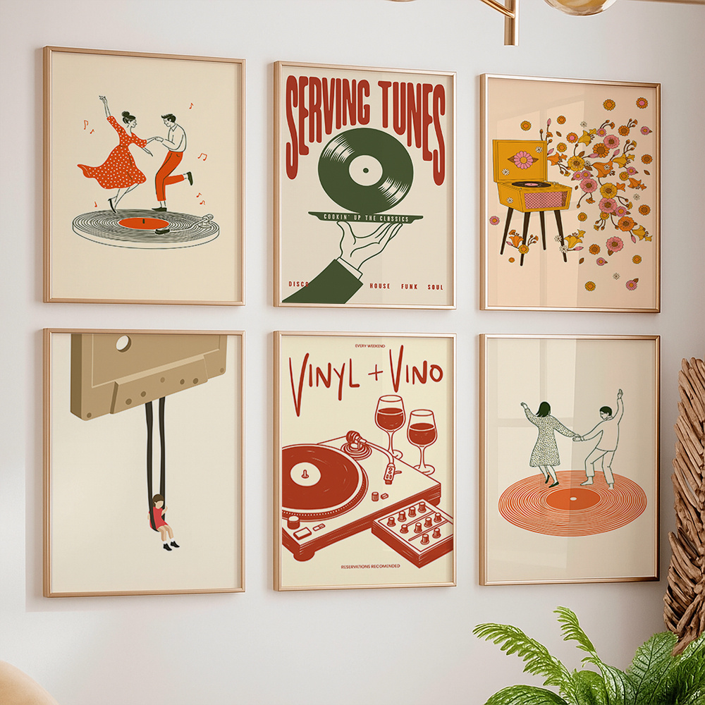 1pc Vintage Music Canvas Poste - Home Office Youtube incelemesi ve fiyatı