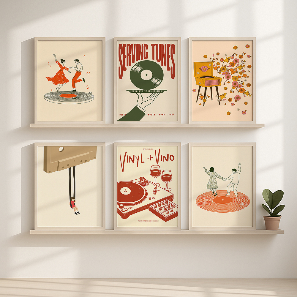 1pc Vintage Music Canvas Poste - Home Office Youtube incelemesi ve fiyatı