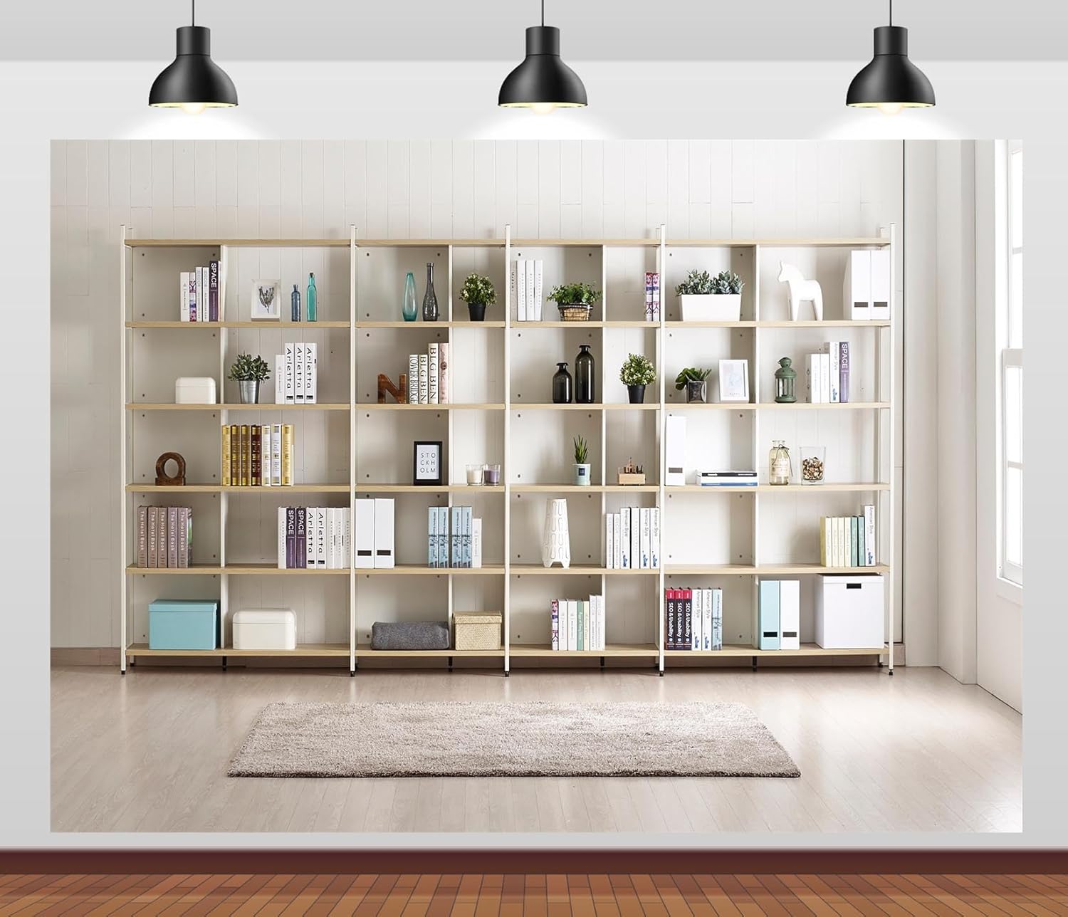 Bookshelf Photography Backdrop - Home Office Zoom Background incelemesi ve fiyatı
