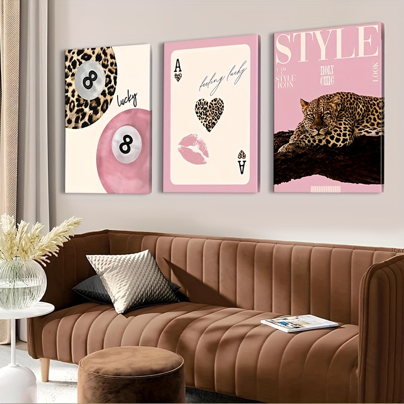 3pcs Leopard Cheetah Canvas Wa - Home Office Youtube incelemesi ve fiyatı