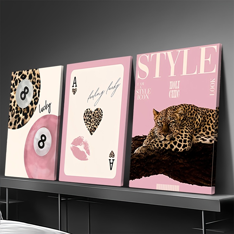 3pcs Leopard Cheetah Canvas Wa - Home Office Youtube incelemesi ve fiyatı