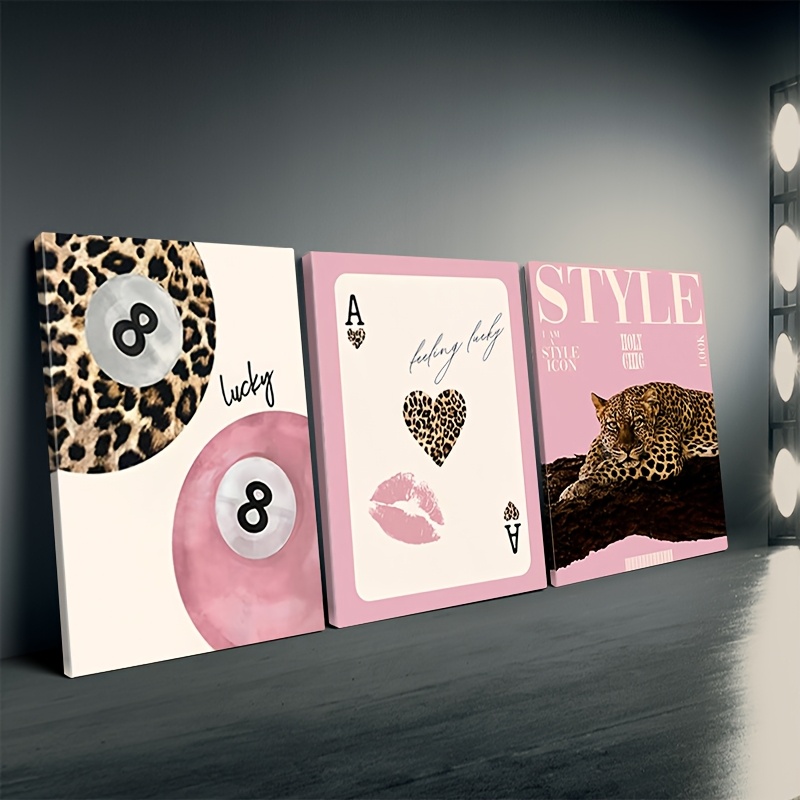 3pcs Leopard Cheetah Canvas Wa - Home Office Youtube incelemesi ve fiyatı
