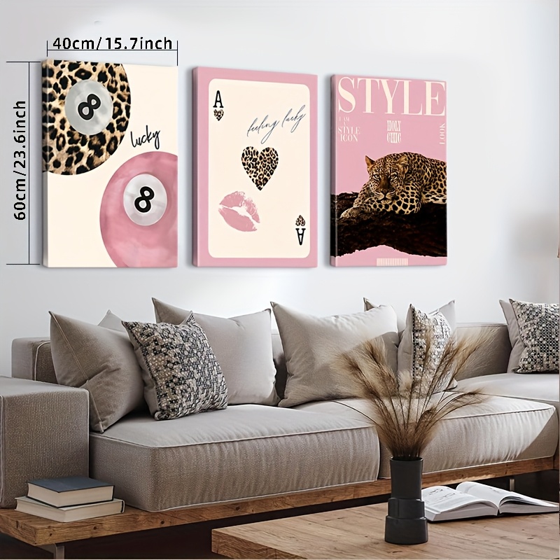 3pcs Leopard Cheetah Canvas Wa - Home Office Youtube incelemesi ve fiyatı