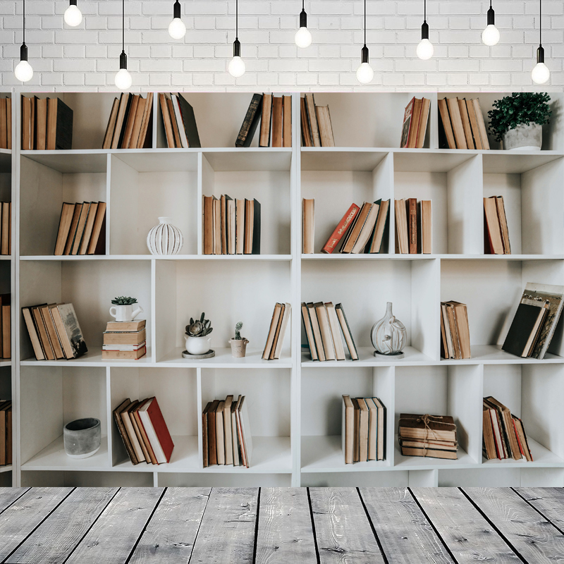 White Bookshelf Photography Ba - Home Office Zoom Background incelemesi ve fiyatı