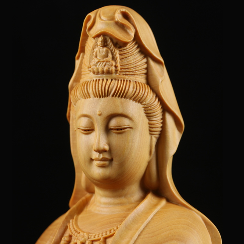 Natural Cypress Guanyin  Buddh - Home Office Feng Shui incelemesi ve fiyatı