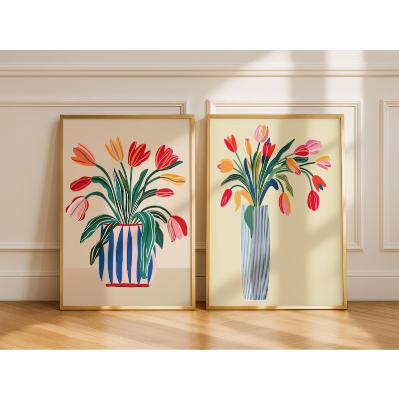 2pcs Tulip Flowers Canvas Wall - Home Office Youtube incelemesi ve fiyatı