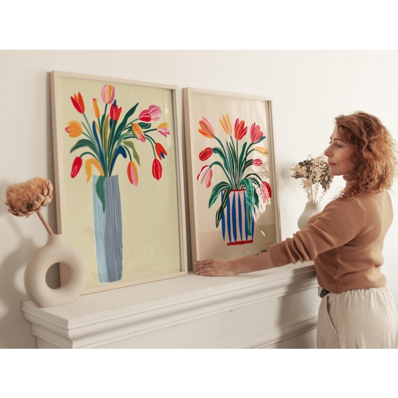 2pcs Tulip Flowers Canvas Wall - Home Office Youtube incelemesi ve fiyatı