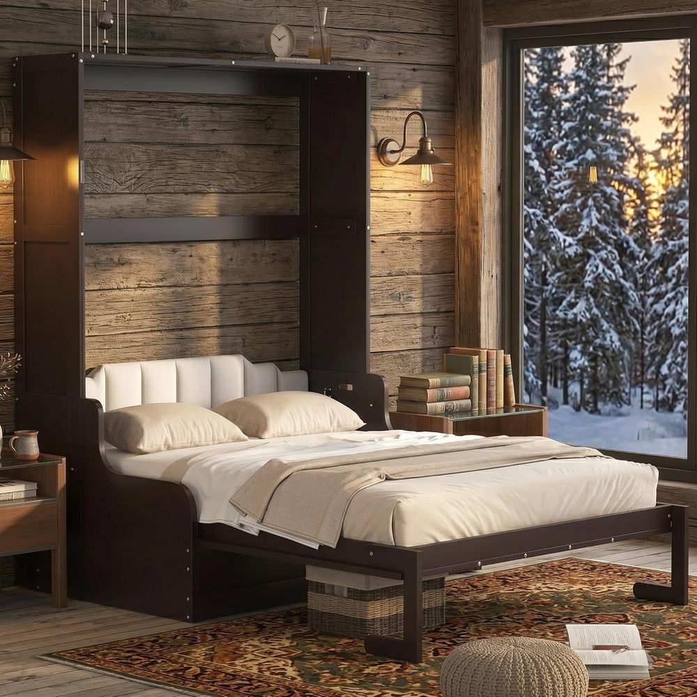 Queen Size Wooden Murphy Bed w - Home Office With Sofa incelemesi ve fiyatı